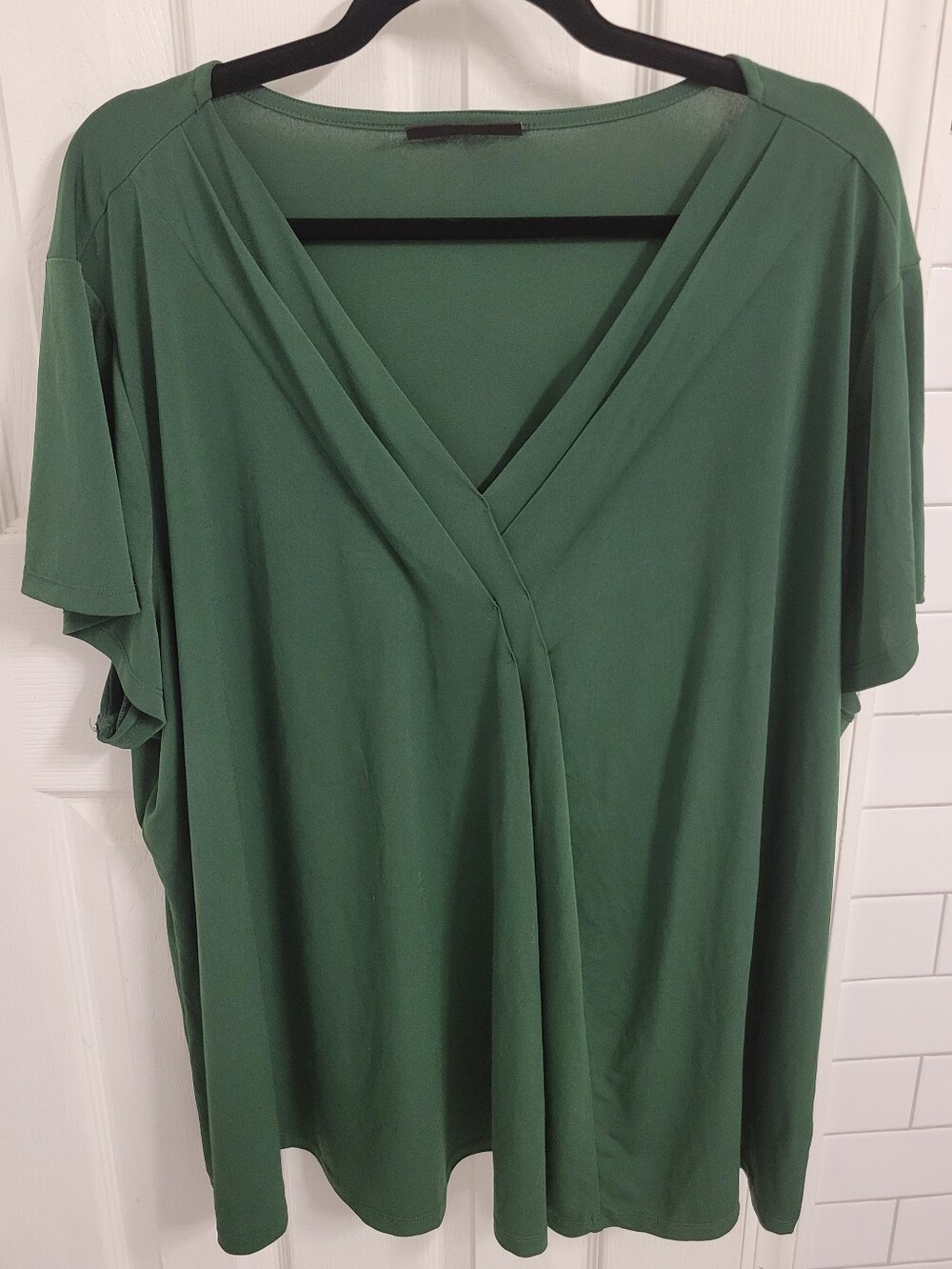 Deep Green Lane Bryant Cap-Sleeve Pleat-Front Top 26/28 4x